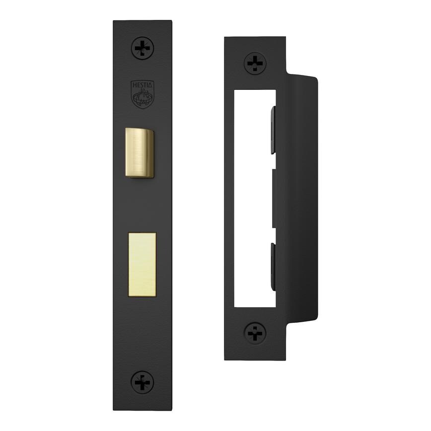 Matt Black 79mm Case 57mm Backset Bathroom Mortice Sashlock