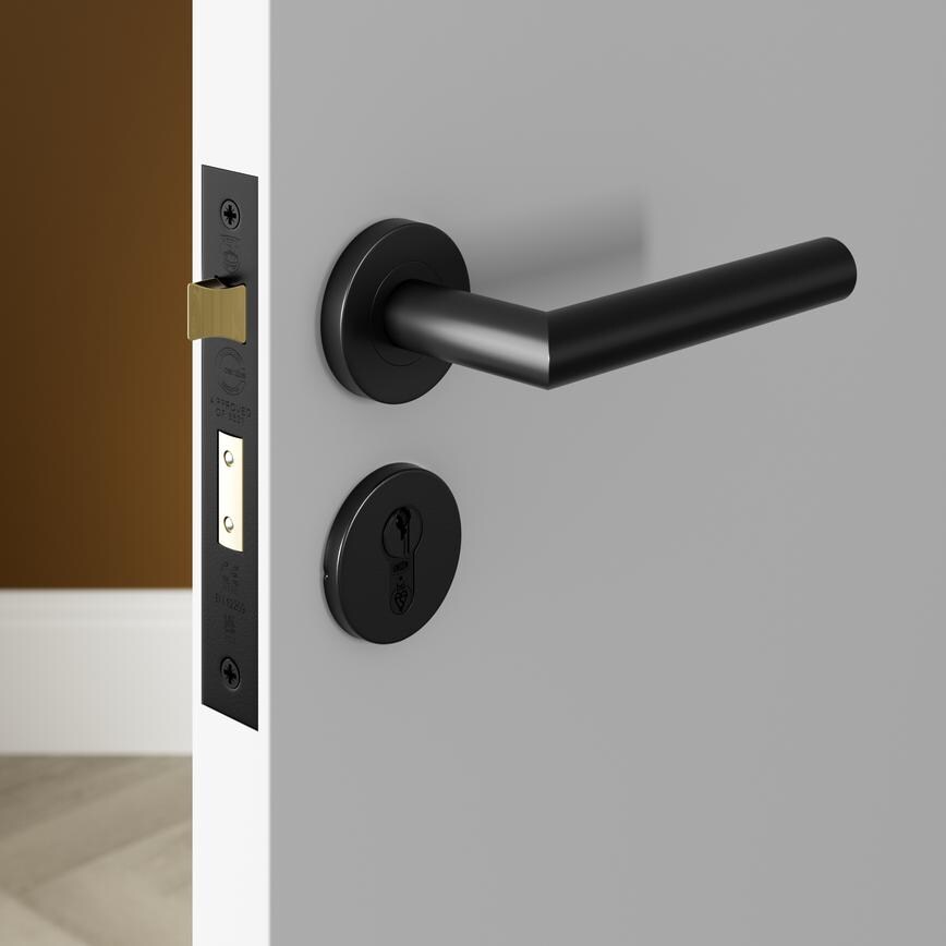 Matt Black 66mm Case 44.5mm Backset Euro Profile Mortice Sashlock