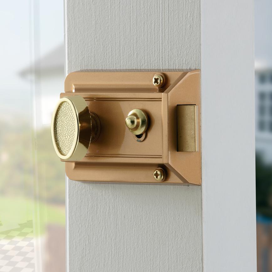 Economy Brass Cylinder Nightlatch (60mm backset)