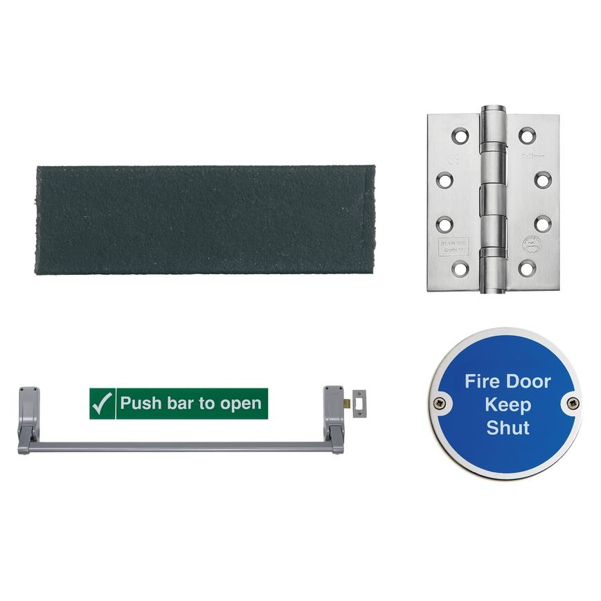 Satin Fire-rated Single Rim Panic Latch Pack