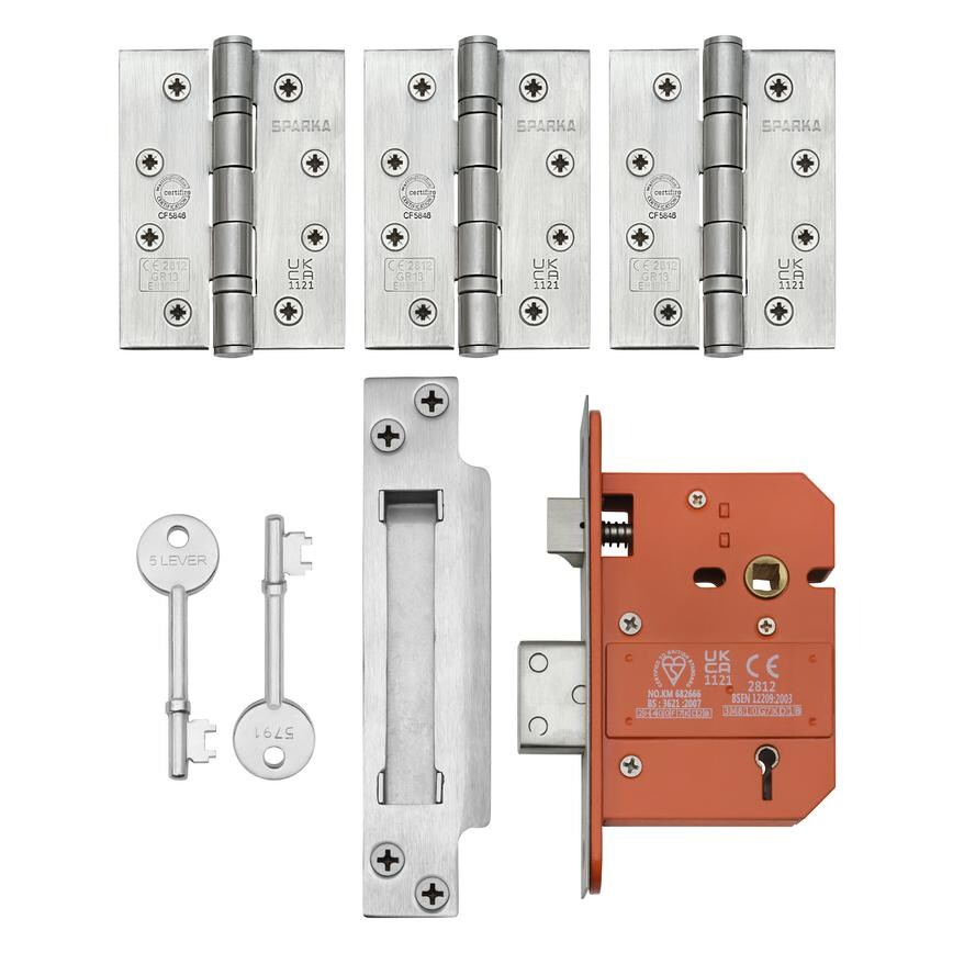 Sparka Satin Stainless Steel 78mm Case 56.5mm Backset 5 Lever Mortice Sashlock Pack