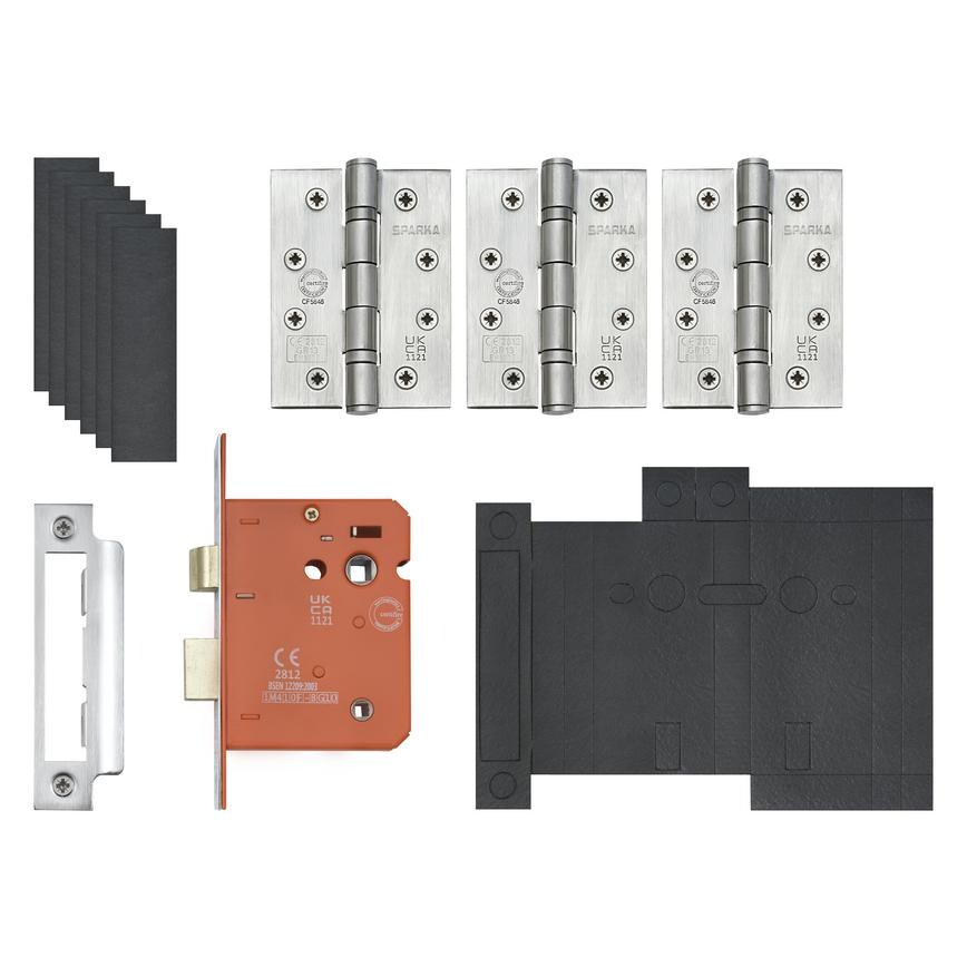 Sparka Satin Stainless Steel 78mm Case 56.5mm Backset Bathroom Mortice Sashlock Pack