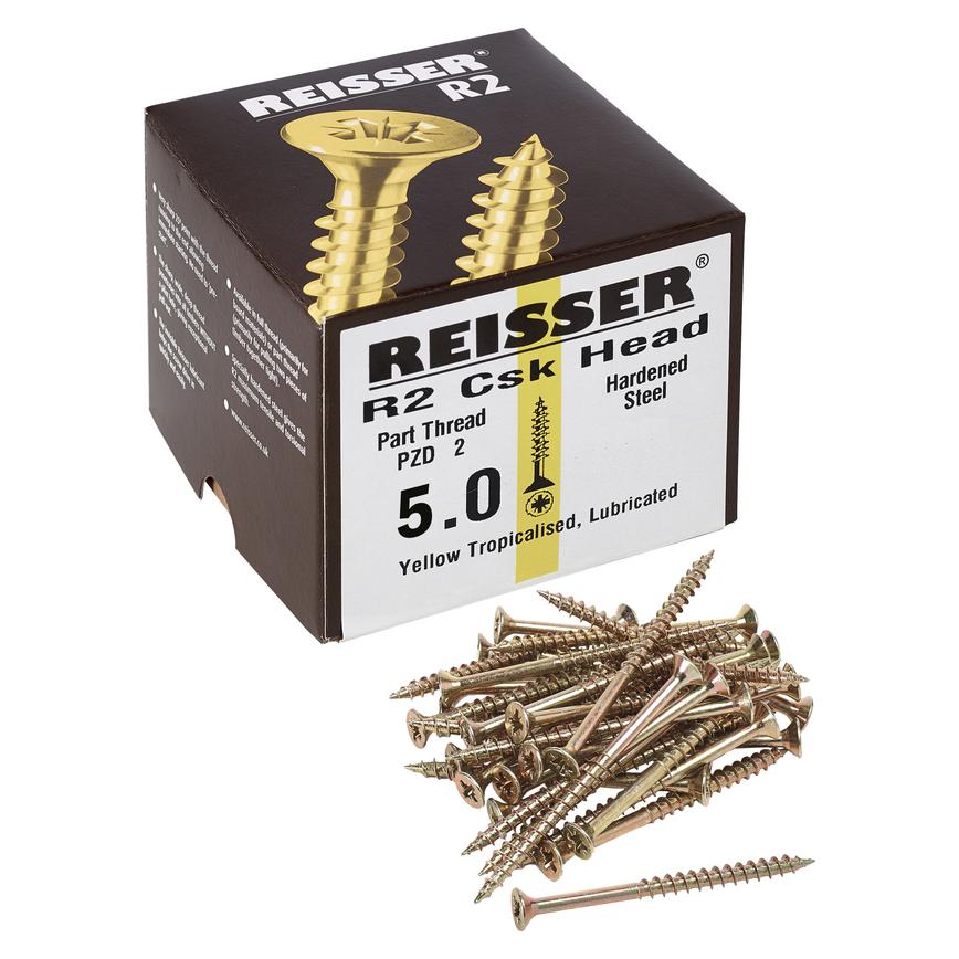 Reisser R2 5mm x 120mm Pozi Countersunk Yellow Passivated Wood