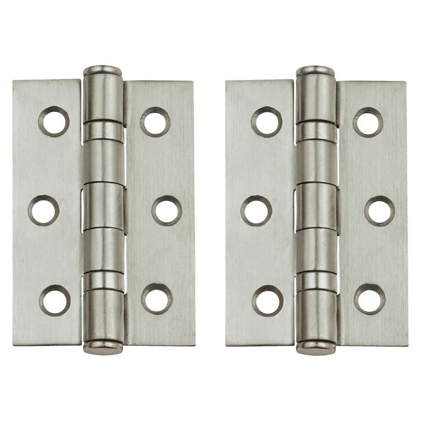 Satin Nickel 76mm x 50mm Light Duty Ball Bearing Butt Hinge Pack of 2