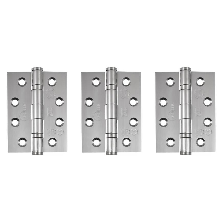 Eclipse Polished Stainless Steel 102mm x 76mm Heavy Duty Grade 13 Ball Bearing Fire Rated Butt Hinge Pack of 3