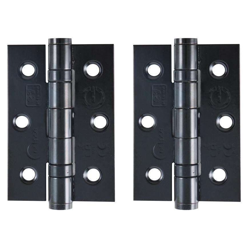 Eclipse Matt Black 76mm x 51mm Light Duty Grade 7 Ball Bearing Fire Rated Butt Hinge Pack of 2