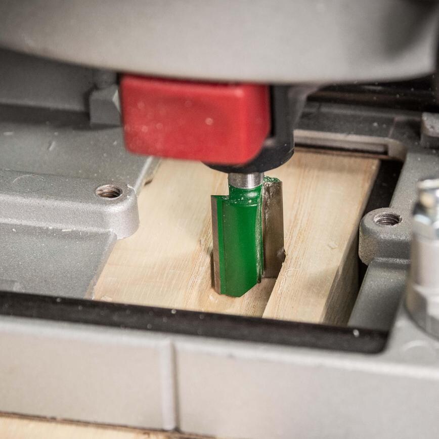 Trend 1/4 12.7x31.8mm Straight Cutter in use close up