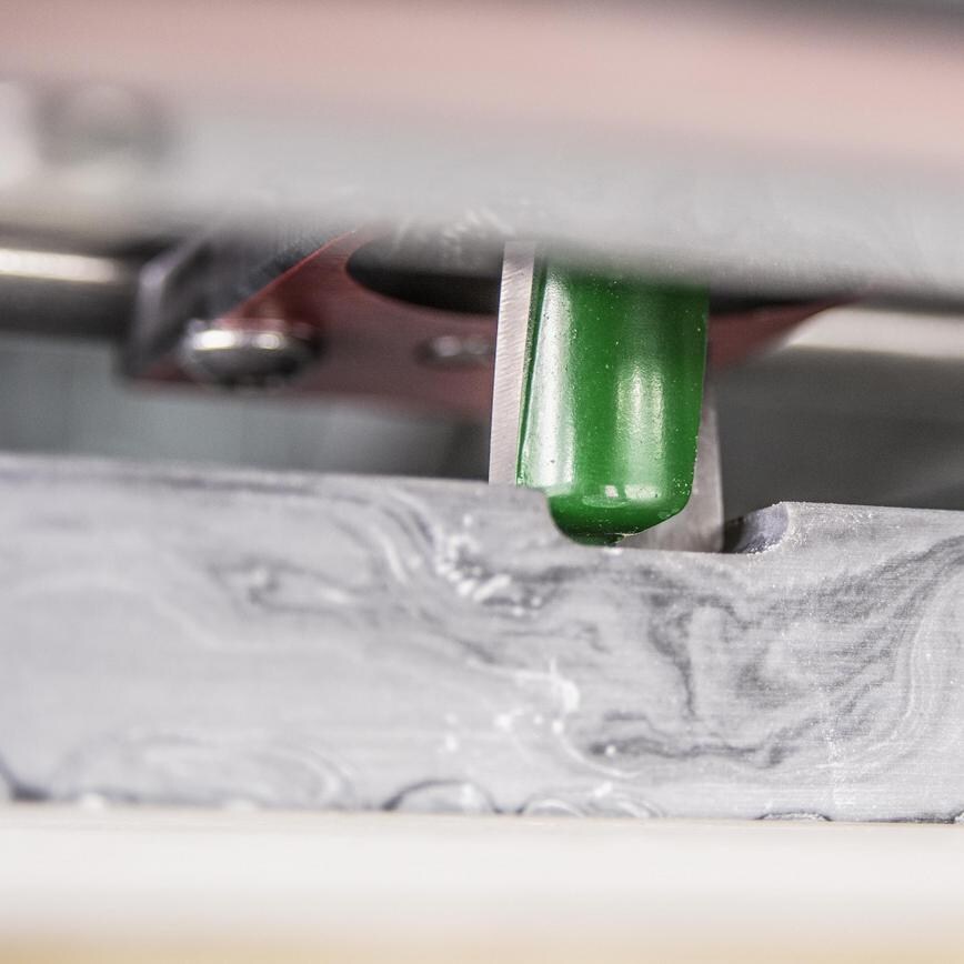 Trend 1/2 Flat Draining Groove Cutter in use close up