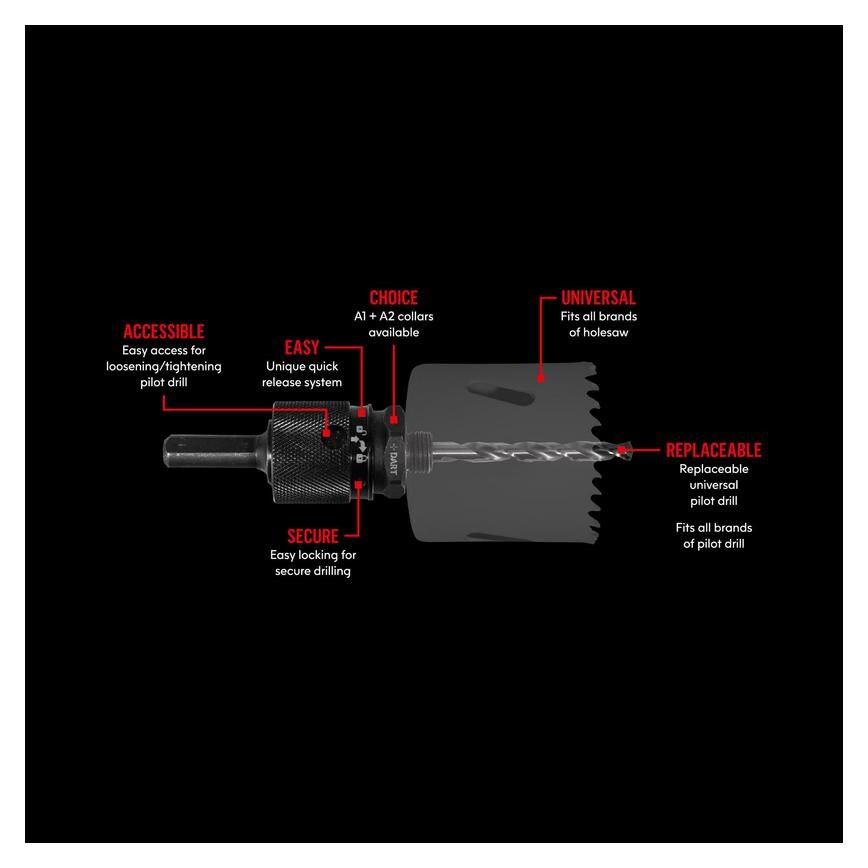 DART Quick Release Arbor Set Side Size Sketch