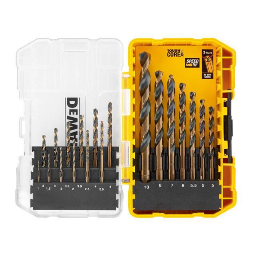 Dewalt Black & Gold HSS 19pc Drill Bit  Set Open Front View