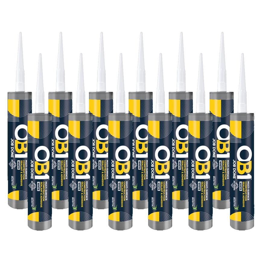 OB1 Multi-Surface Construction 290ml White Adhesive and Sealant Pack of 12