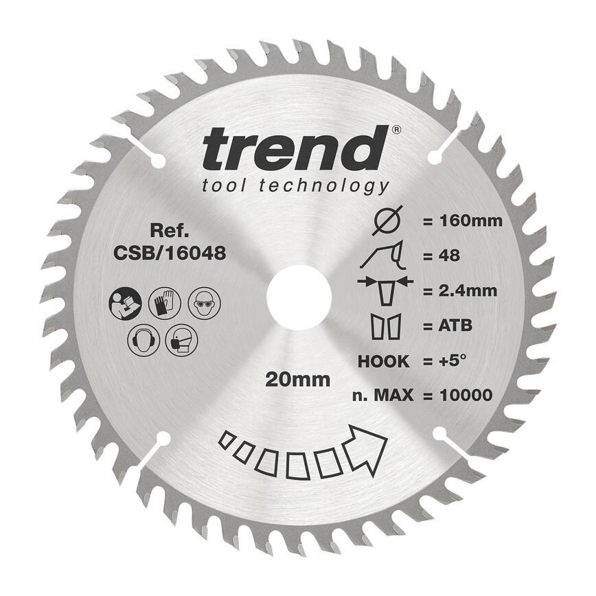 TLS0722 Trend 160mm x 20mm 48T Hardwood Circular Saw Blade 