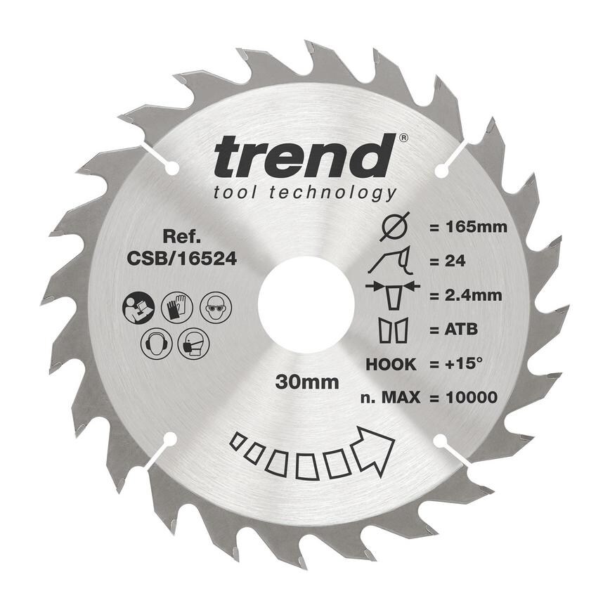 TLS0723 Trend 165mm x 30mm 24T Hardwood Circular Saw Blade 