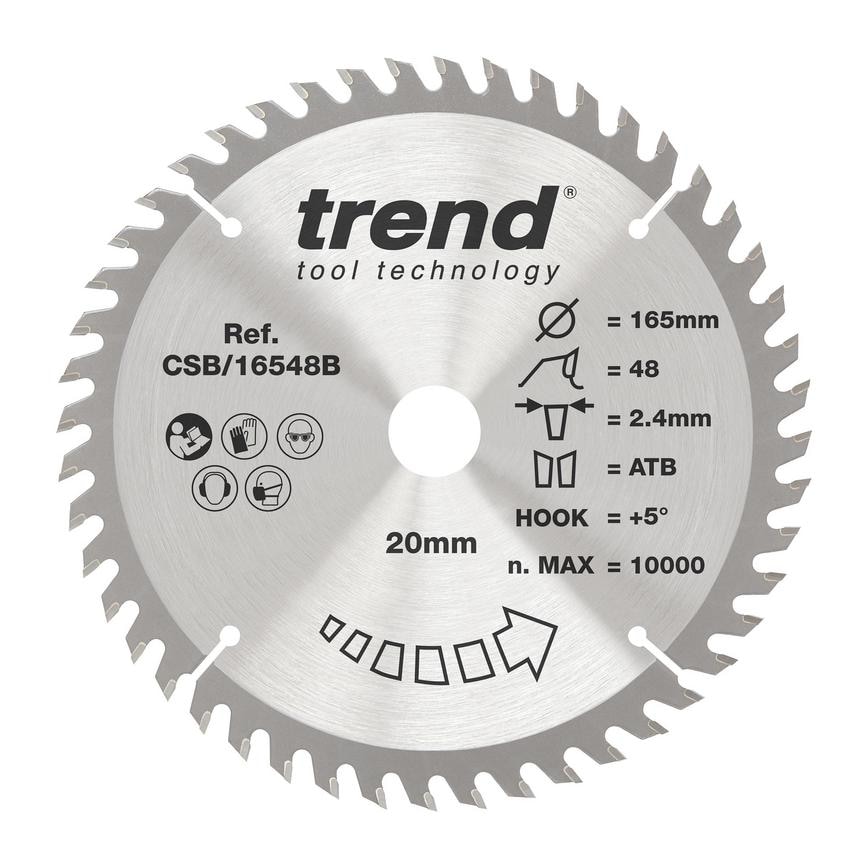 TLS0724 Trend 165mm x 20mm 48T Hardwood Circular Saw Blade 