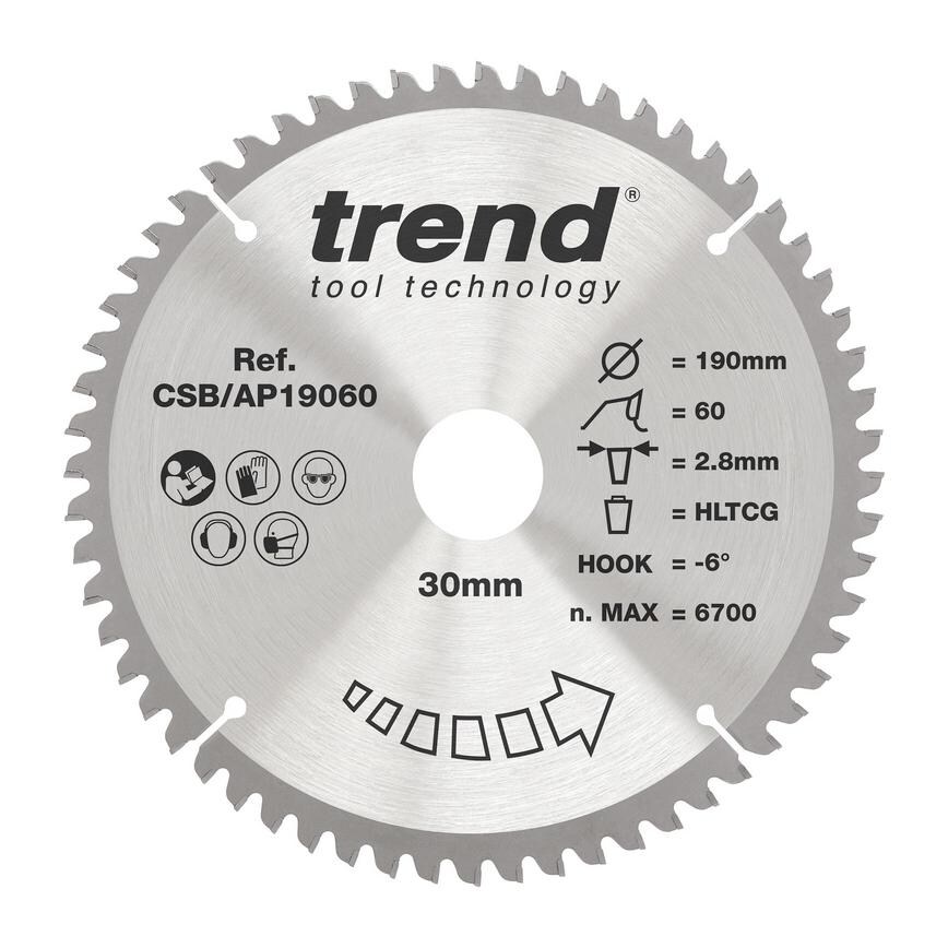 TLS0742 - Trend 190mm x 30mm 60T Multi Material Circular Saw Blade 