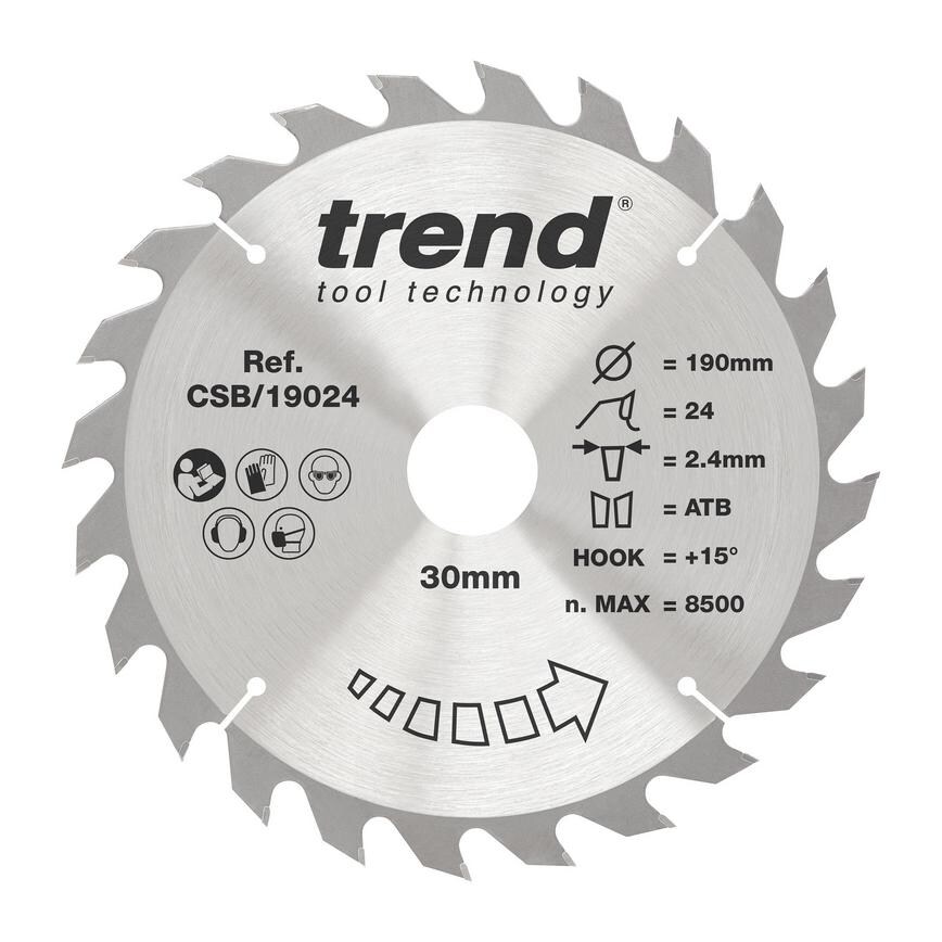 TLS5418 Trend 190mm x 30mm 24T Hardwood Circular Saw Blade 