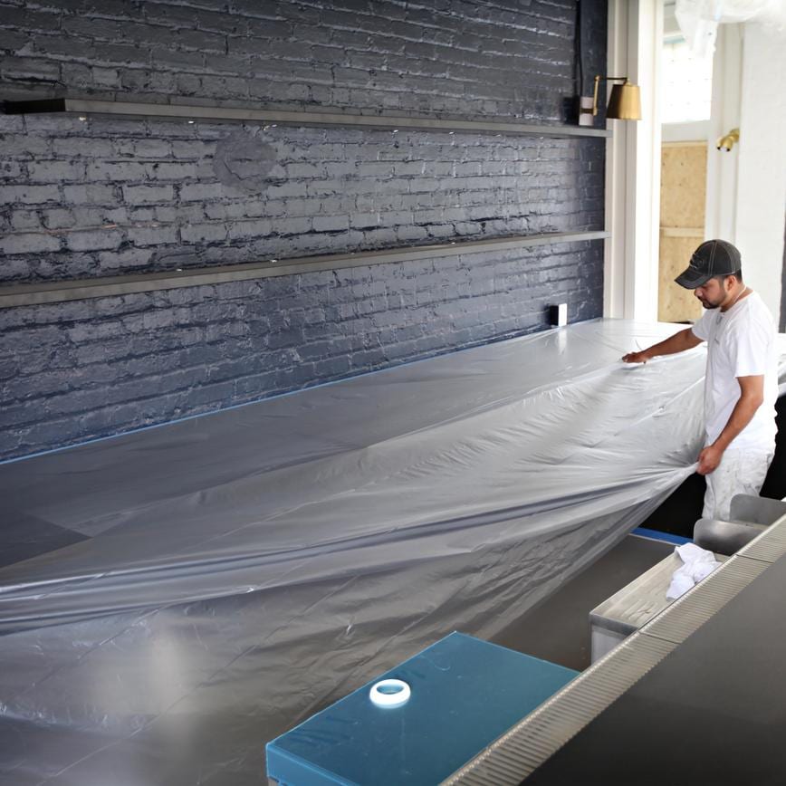 Trimaco 22m x 2.4m Polythene Pre Taped Masking Film