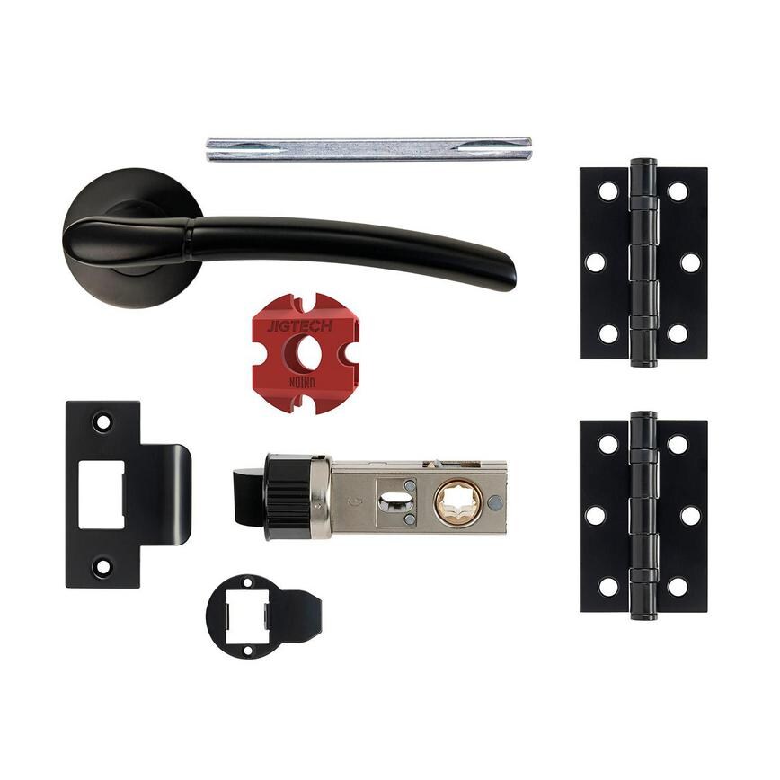 Newington Lever on Rose Black Door Handle Pack