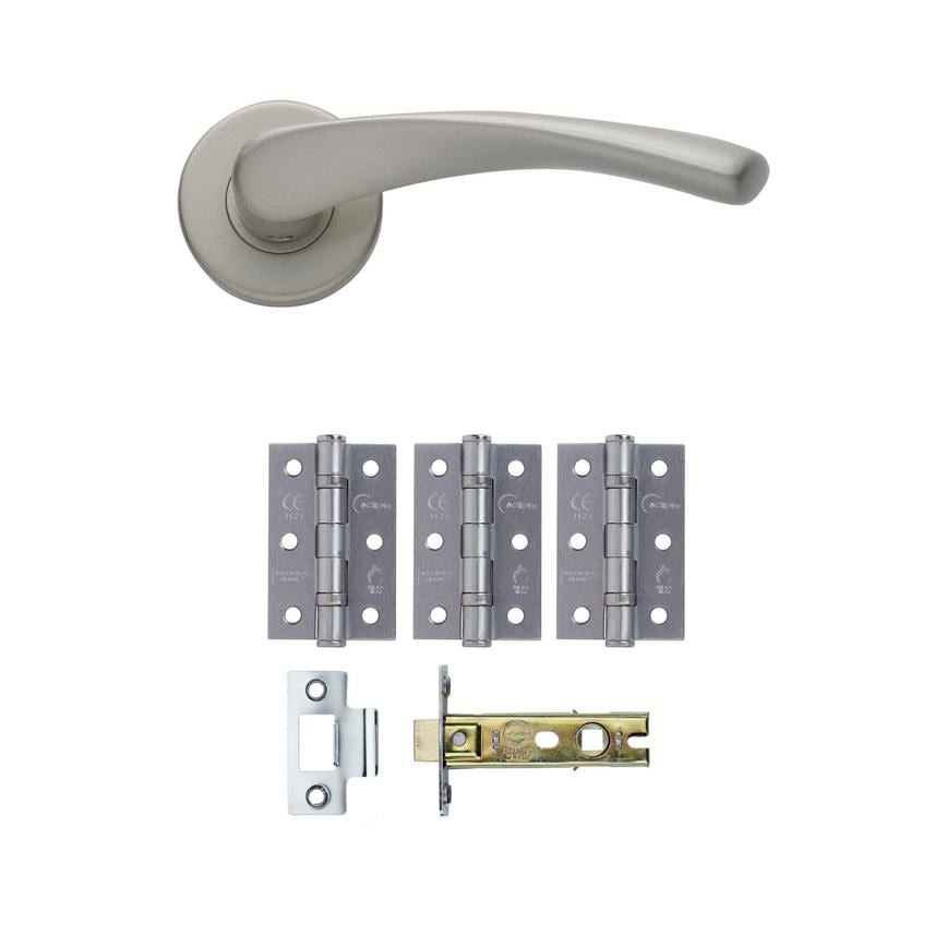 Garda Sat Nickel Rose Handle Latch Pack