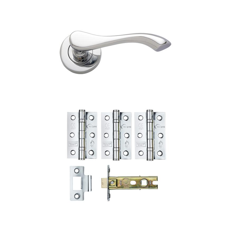 Fino Polished Chrome Rose Handle Latch Pack