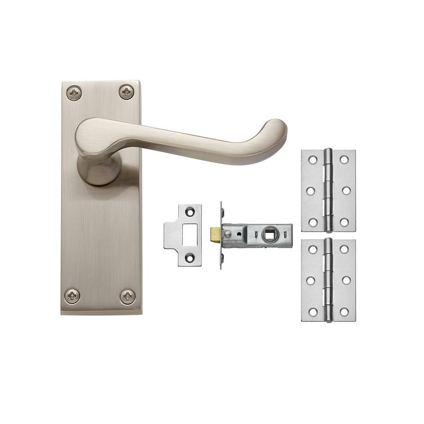 Victorian Scroll Satin Nickel Latch Handle Pack