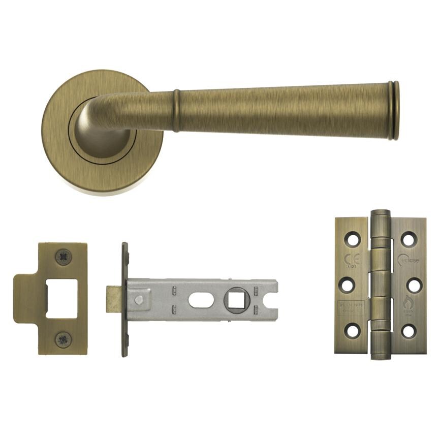 Fuller and Forge Arno Antique Brass Lever on Rose Door Handle Pack