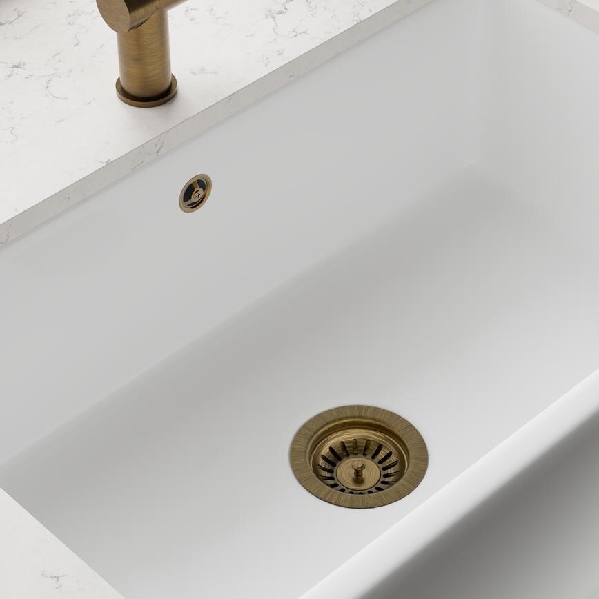 Strainer Waste Kit 1.0 Bowl Round Overflow Aged Brass Effect