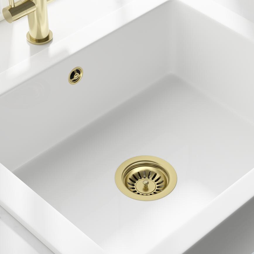 Strainer Waste Kit 1.0 Bowl Round Overflow Brushed Brass Effect