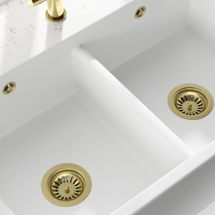 Strainer Waste Kit 1.5 Bowl Round Overflow Brushed Brass Effect