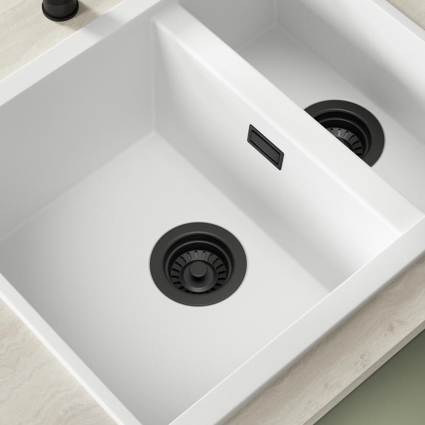 Strainer 1.5 Bowl Kit Bowl Square Overflow Black