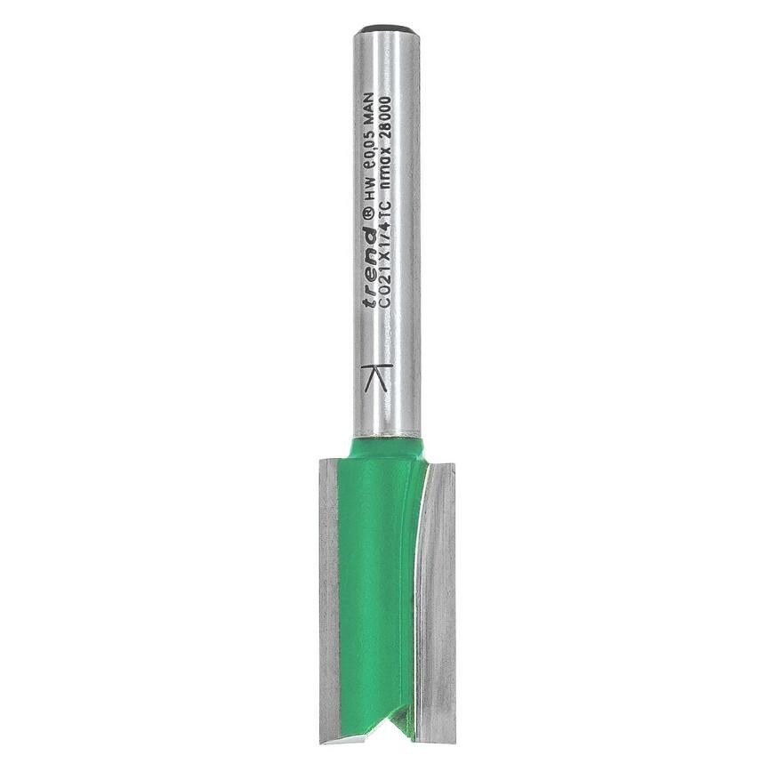 Trend 1/4" Shank 12.7mm x 25.4mm Two Flute Straight Router Cutter
