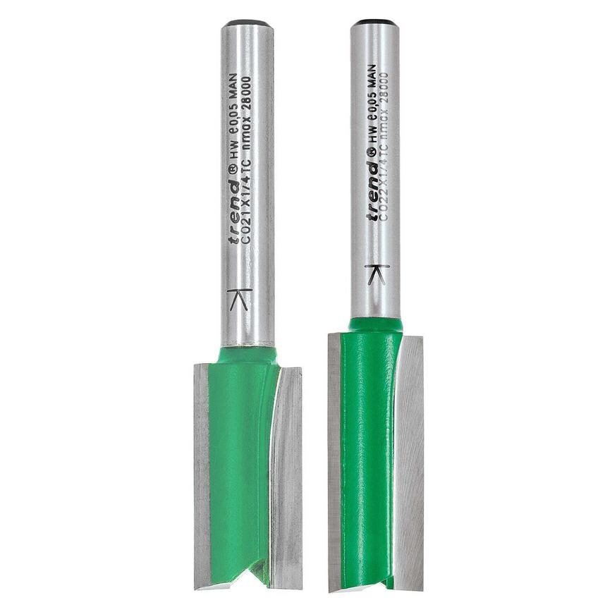 Trend 1/4" Shank 12.7mm Two Flute Straight Router Cutter Family