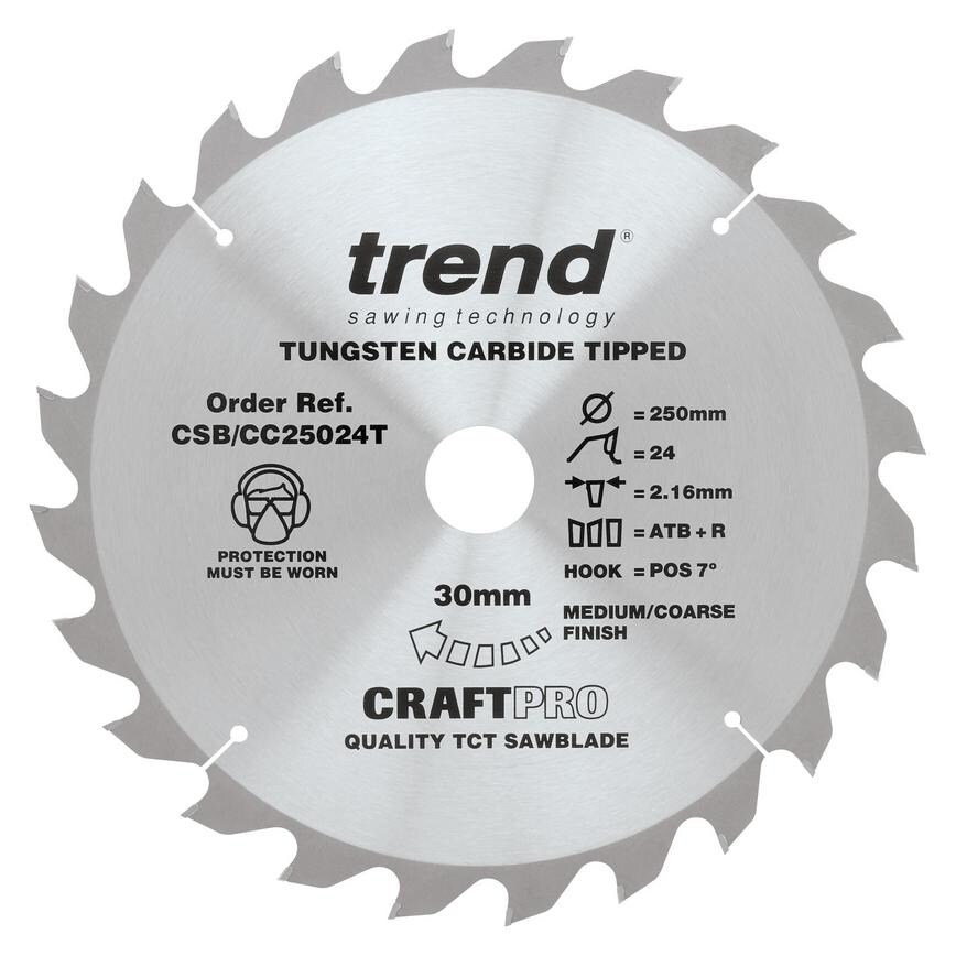 Trend Craft Pro250mm x 24T Cordless MitreSaw Blade