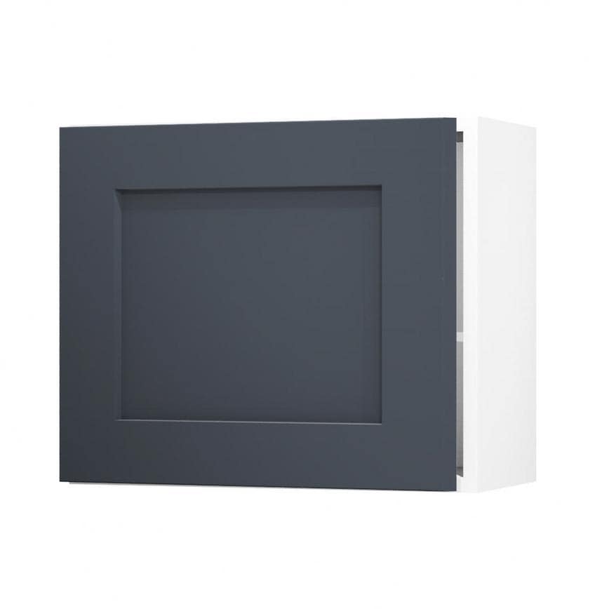 Chelford Navy 600 Tall Integrated Microwave Topbox Door Open