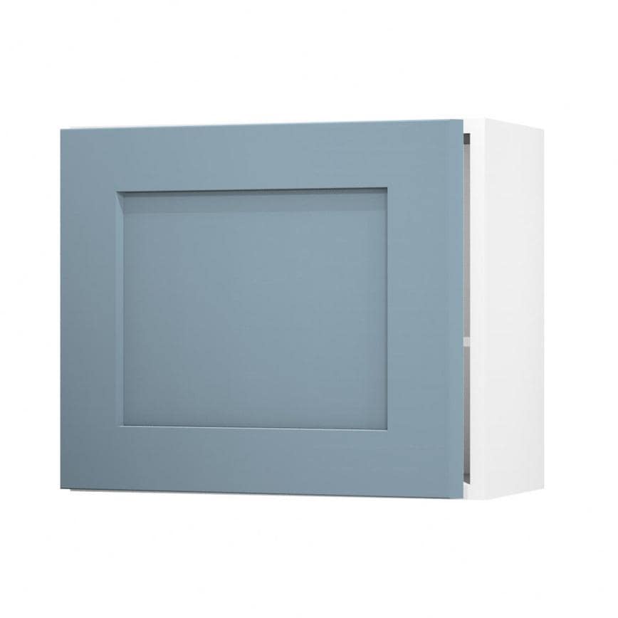 Chelford Dusk Blue 600 Tall Integrated Microwave Topbox Door Open