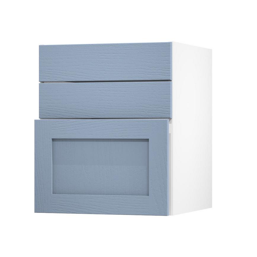 Chilcomb Dusk Blue 600 Hob / Pan Drawer Door Open