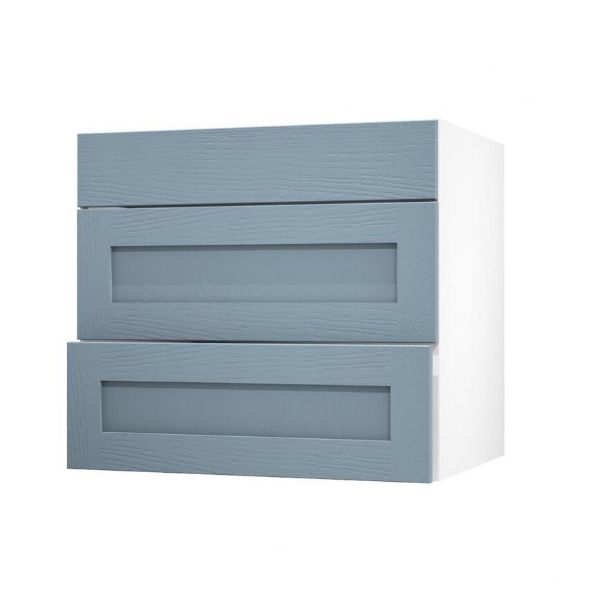 Chilcomb Dusk Blue 800 Pan Drawer Door Open