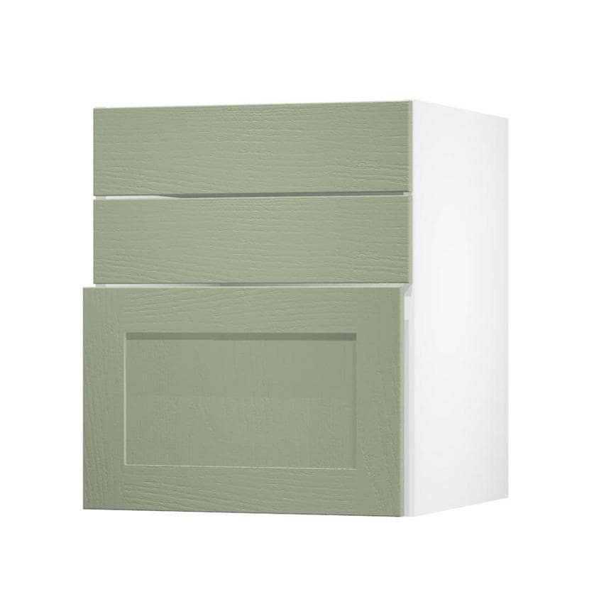 Chilcomb Reed Green 600 Hob / Pan Drawer Door Open