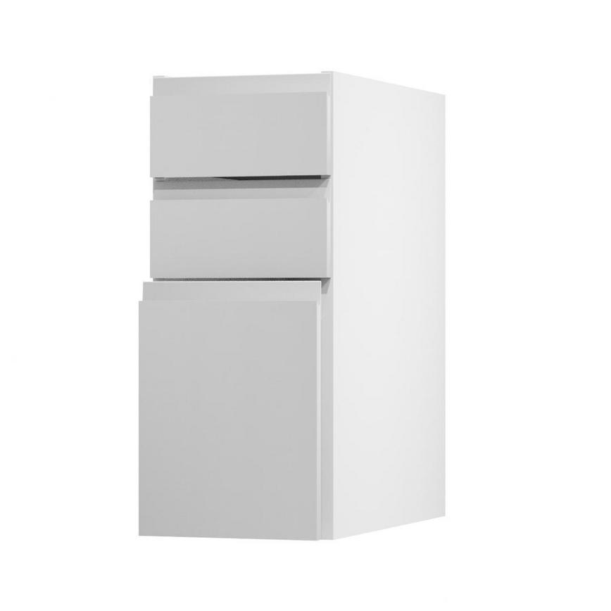 Clerkenwell Gloss Dove Grey 300 Pan Drawer Door Open