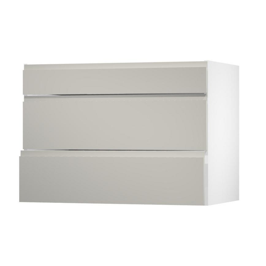 Clerkenwell Gloss Sandstone 1000 Fridge Freezer Wall Door Open
