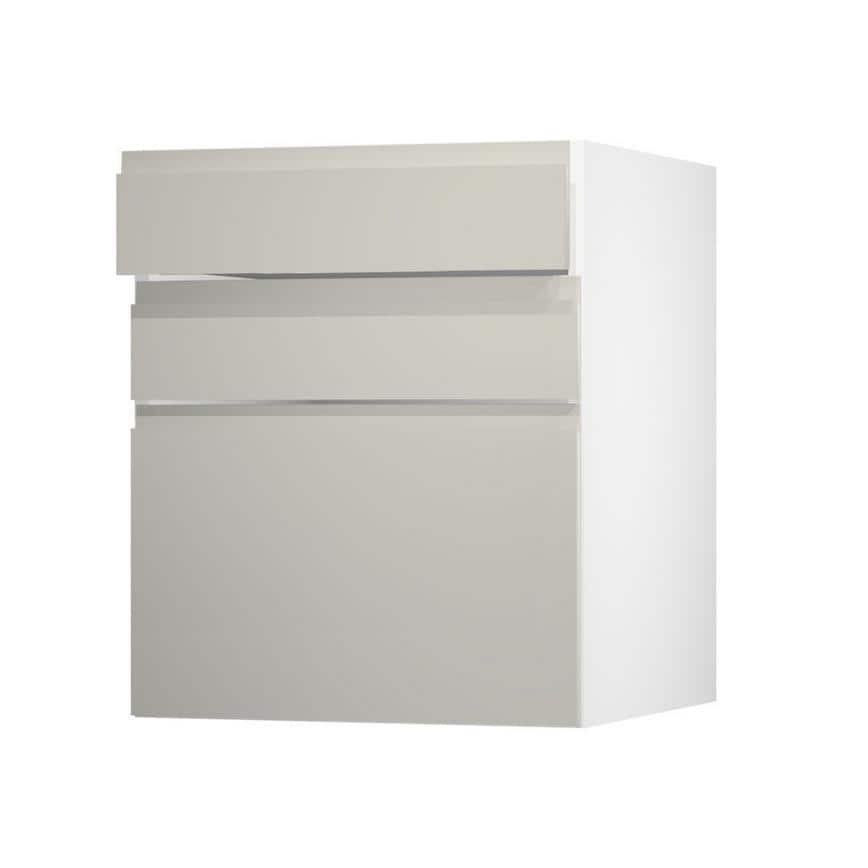 Clerkenwell Gloss Sandstone 600 Drawer Door Open
