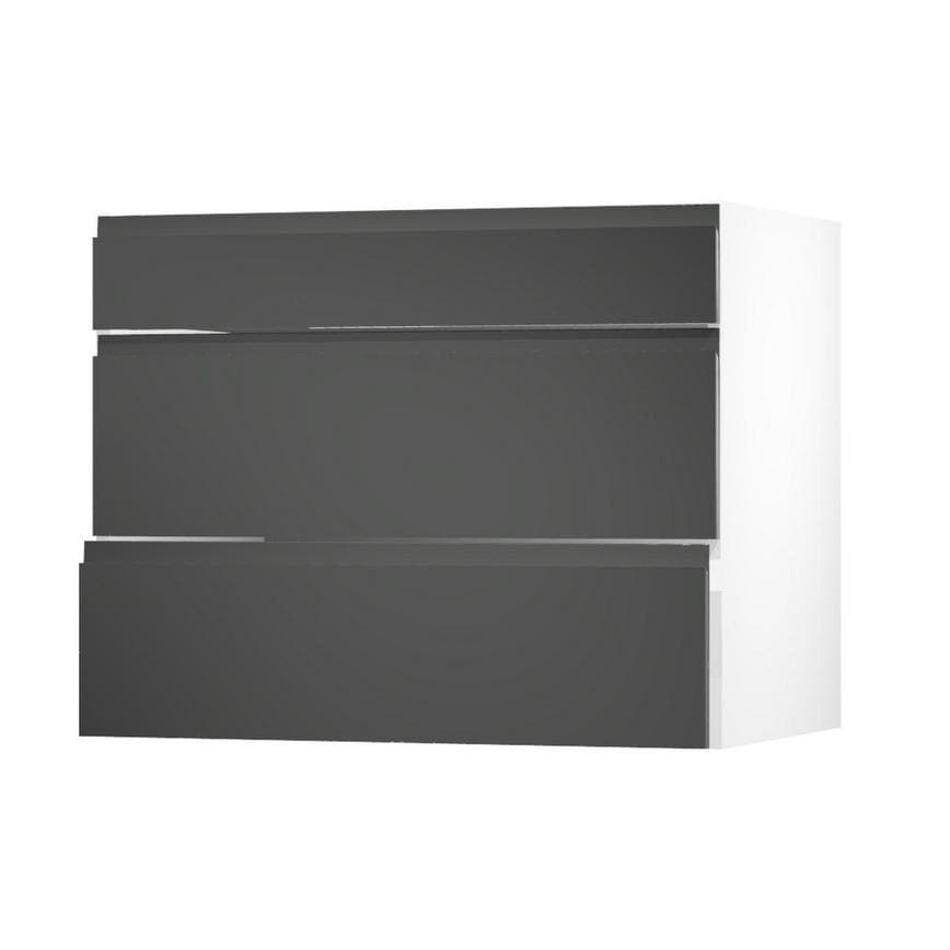 Clerkenwell Gloss Charcoal 900 Pan Drawer Door Open