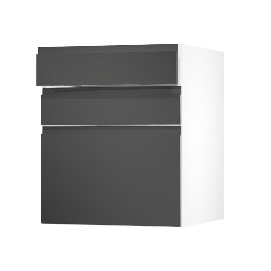 Clerkenwell Gloss Charcoal 600 Drawer Door Open
