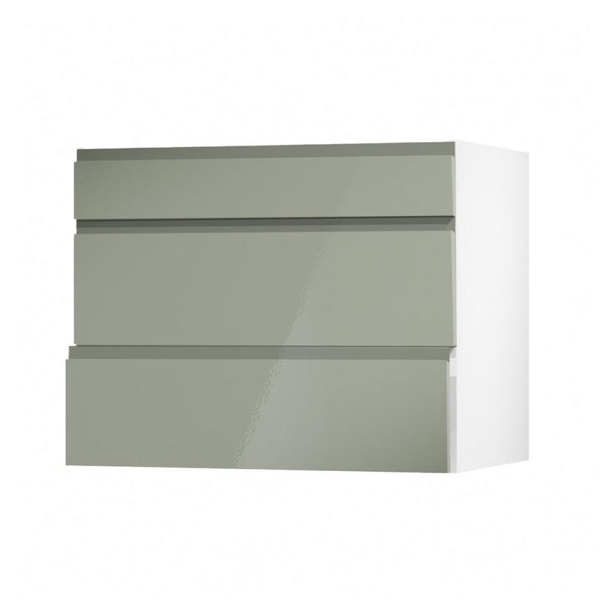 Clerkenwell Gloss Reed Green 900 Pan Drawer Door Open