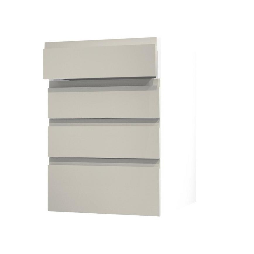 Clerkenwell Gloss Porcelain 500mm x 160mm Drawer Front Shown with the Top Drawer Open at an Angle as Part of a Full Drawer Unit