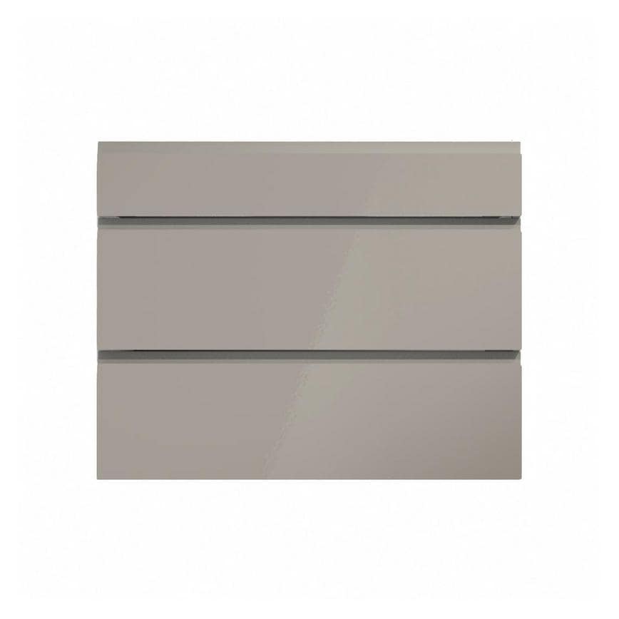 Clerkenwell Gloss Sand Grey 900mm x 160mm Drawer Front Shown Closed as Part of a Full Drawer Unit