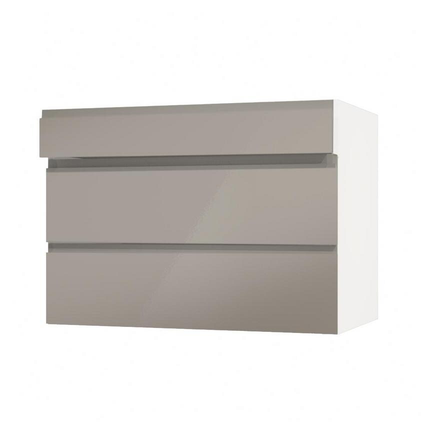 Clerkenwell Gloss Sand Grey 1000mm x 160mm Drawer Shown Open at an Angle as Part of a Drawer Unit