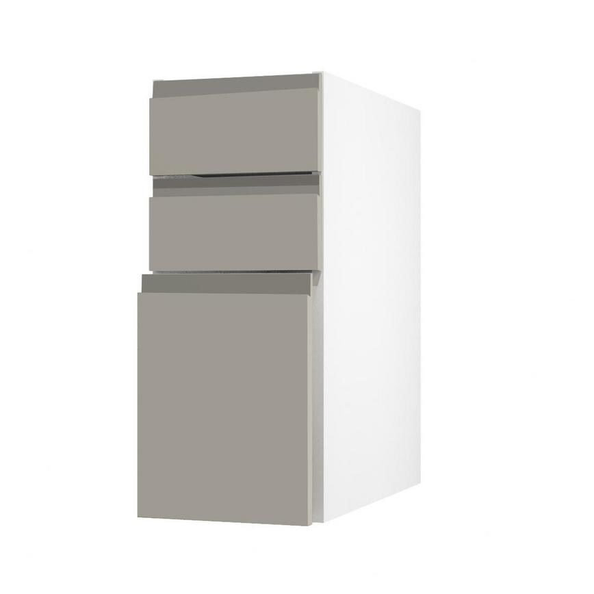 Clerkenwell Super Matt Sand Grey 275mm x 900mm Pan Kitchen Drawer Angled Open