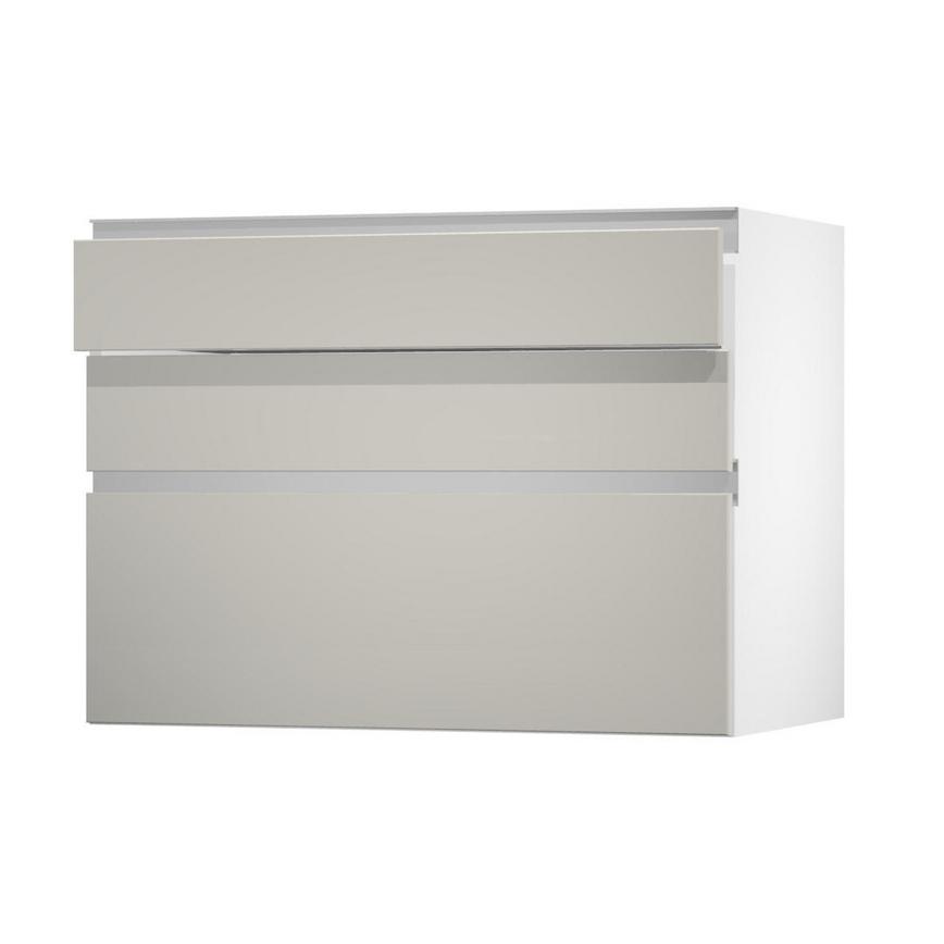 Greenwich Gloss Sandstone 1000 Pan Drawer Door Open 170mm