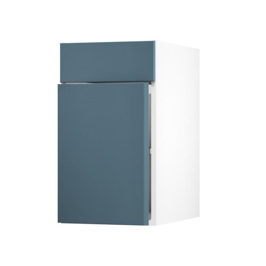 Greenwich Marine Blue 400mm x 557mm Door Front Shown Open at an Angle as Part of a Door and Drawer Unit